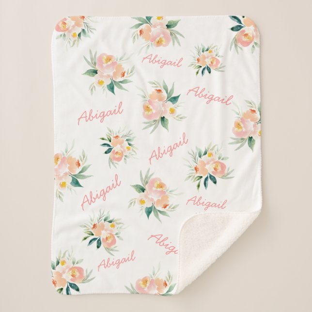 Couverture Sherpa Nom de la petite fille florale personnalisée Sherp (Devant)