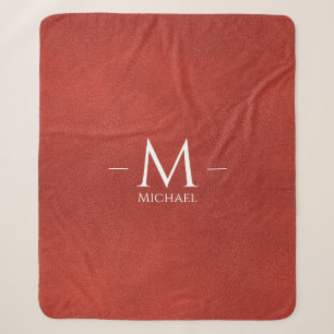 Couverture Sherpa Nom de monogramme personnalisé Revêtement en cuir 