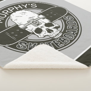 Couverture Sherpa NOM DE Patinage Personnalisé Skull Skateboard Skat