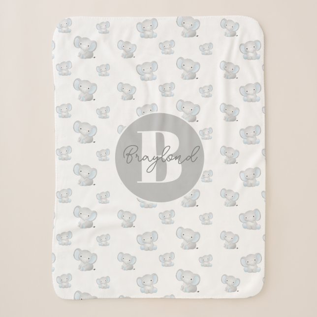 Couverture Sherpa Nom du bébé éléphant garçon Sherpa Blanket (Devant)