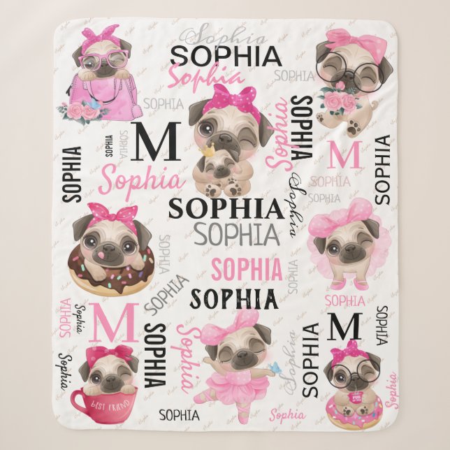 Couverture Sherpa Nom du collage Carlins mignons (Devant)