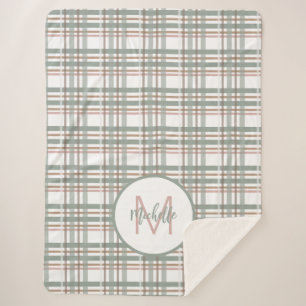 Couverture Sherpa Nom du monogramme Motif initial rose vif