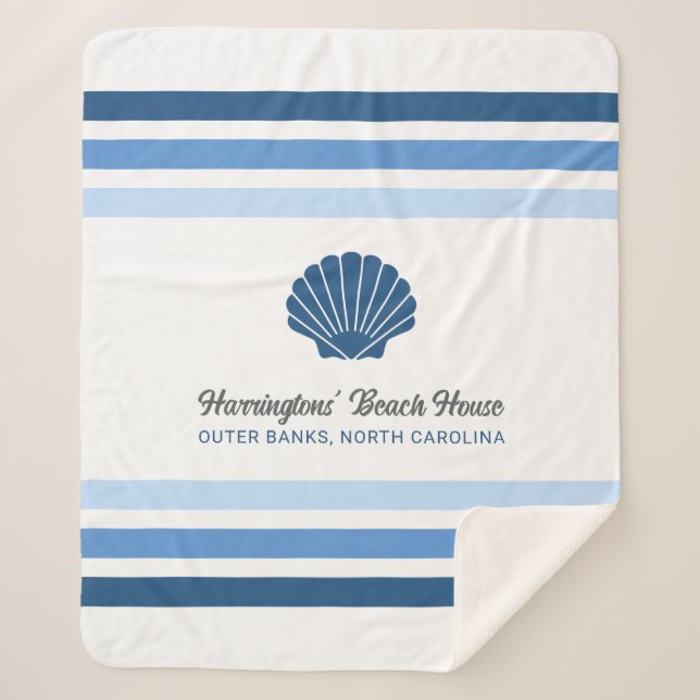 Couverture Sherpa Nom et emplacement personnalisés Maison de plage (Devant)