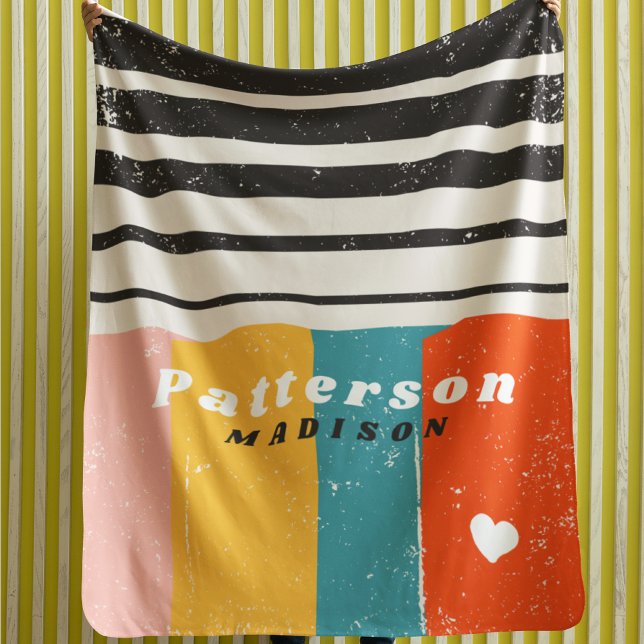 Couverture Sherpa Nom personnalisé Abstrait coloré du milieu du sièc (Créateur téléchargé)