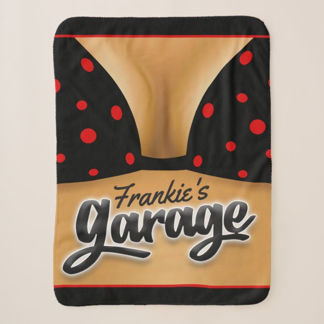 Couverture Sherpa Nom personnalisé Bikini Babe Girl Man Cave Garage (Devant)