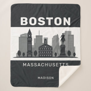 Couverture Sherpa Nom personnalisé Boston Massachusetts