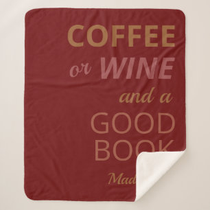 Couverture Sherpa Nom personnalisé CAFÉ / VIN & BON LIVRE