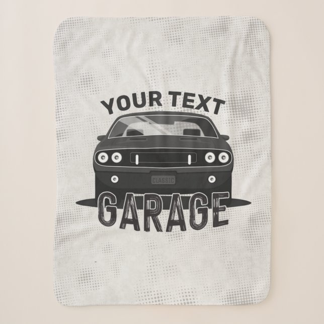 Couverture Sherpa Nom personnalisé Classic Muscle Garage Retro (Devant)