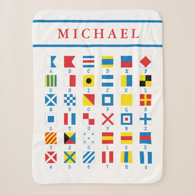Couverture Sherpa Nom personnalisé drapeaux nautiques Baby Boy Sherp (Devant)