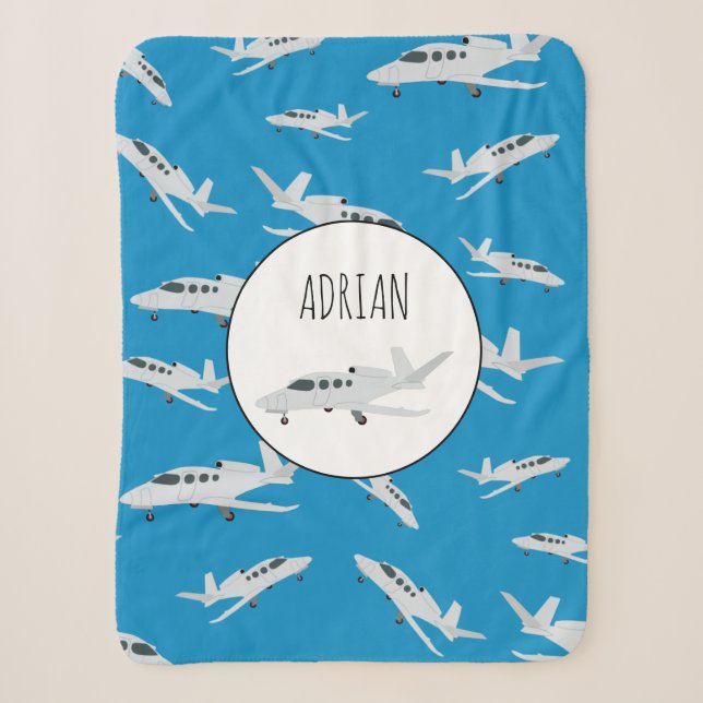 Couverture Sherpa Nom personnalisé du Motif d'avion Jet (Devant)