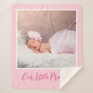 Couverture Sherpa Nom Personnalisé Et Bébé Photo Rose