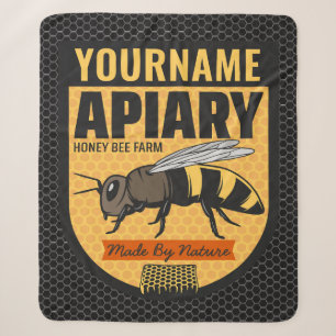 Couverture Sherpa NOM PERSONNALISÉ Honey Bee Apiary Beehives Farm