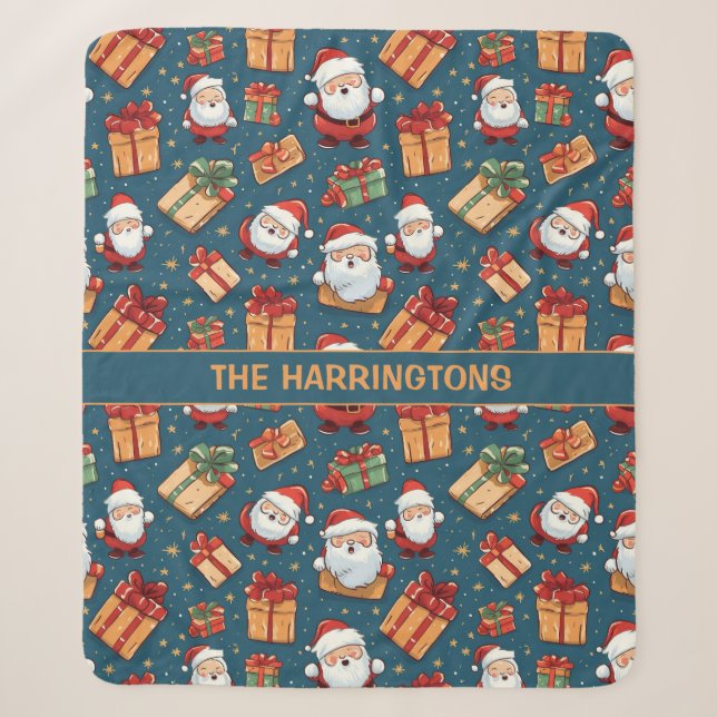 Couverture Sherpa Nom personnalisé Noël Père Noël (Devant)