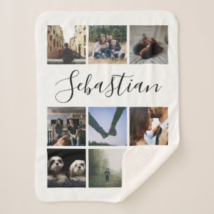 Couverture Sherpa Nom personnalisé Photo Collage
