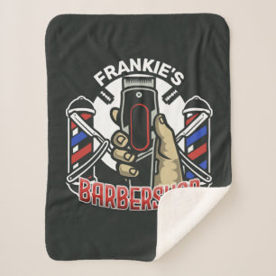 Couverture Sherpa Nom personnalisé Retro Barber Shop Pole Barbier