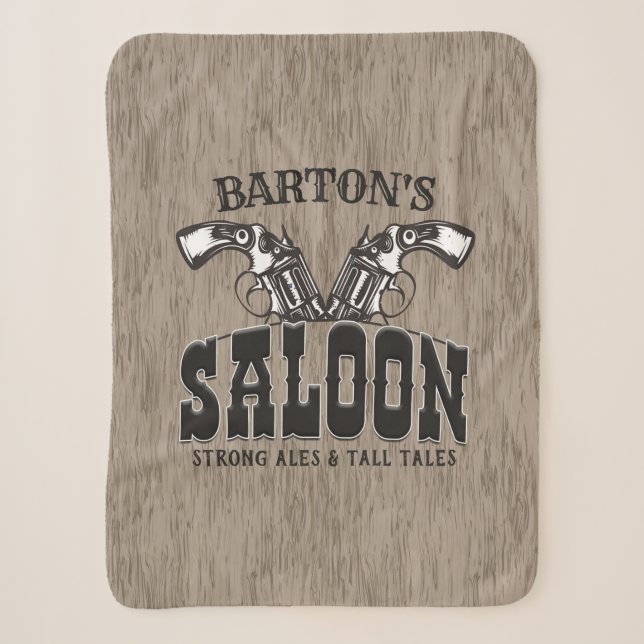 Couverture Sherpa NOM PERSONNALISÉ Wild West Gun Revolver Saloon (Devant)