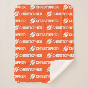 Couverture Sherpa Nom répété Football Dreams Orange