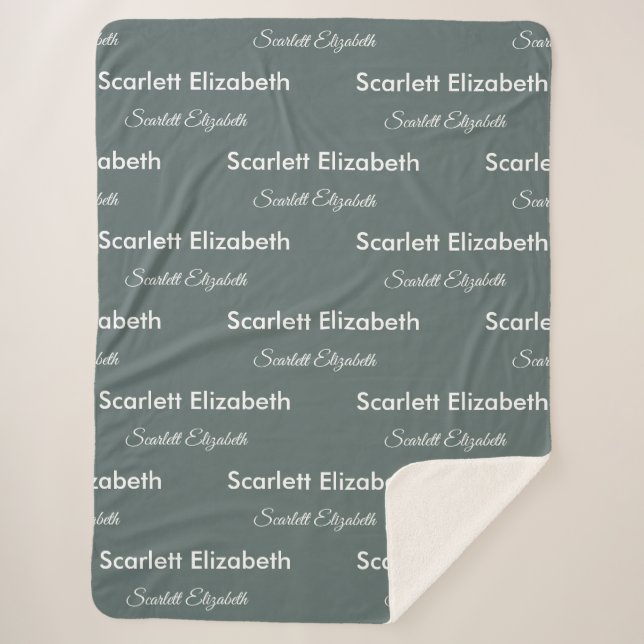 Couverture Sherpa Nom répétitif Moderne Boho Balsam Vert (Devant)