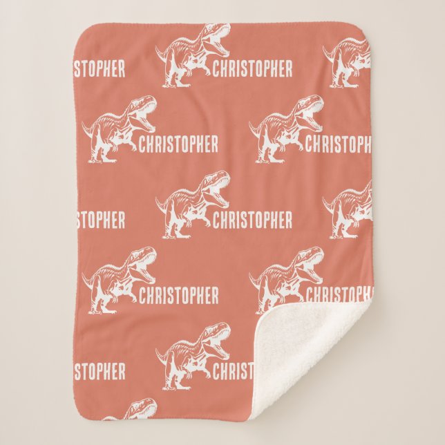 Couverture Sherpa Nom répétitif T-Rex Signature Raptor Rust (Devant)