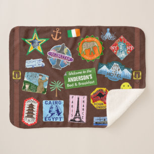 Couverture Sherpa Nom vintage de valise d'autocollant de bagage de