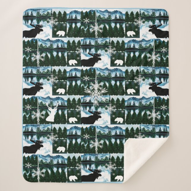 Couverture Sherpa Northwotains Mountains Forest Landscape Med Sherpa (Devant)