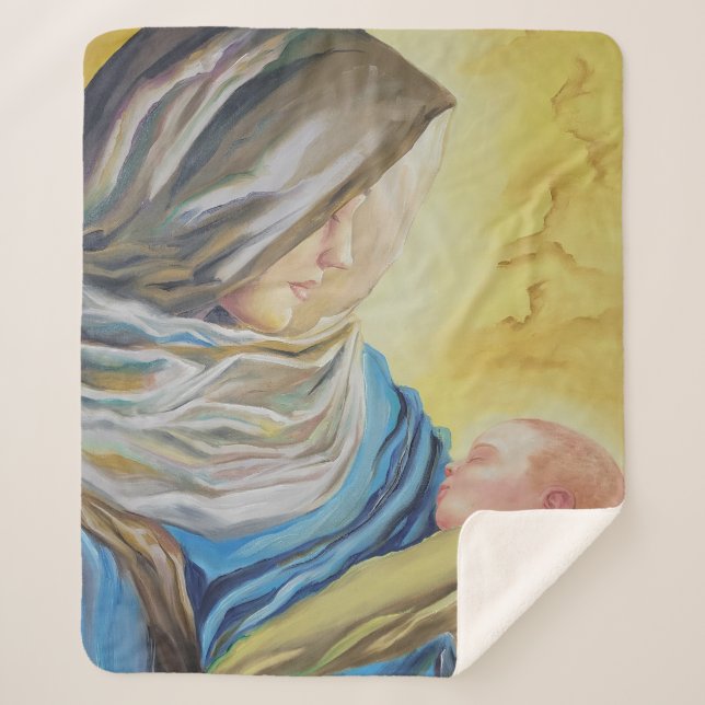 Couverture Sherpa Notre Dame du Silence tenant le bébé Jésus (Devant)