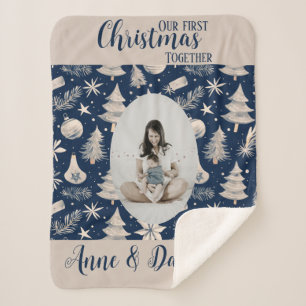 Couverture Sherpa Notre premier Noël ensemble Bébé Mère Vintage