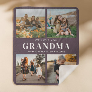 Couverture Sherpa Nous t'aimons Grand-mère Personnalisé 4 Photo Coll