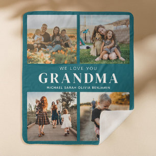 Couverture Sherpa Nous t'aimons Grand-mère Personnalisé 4 Photo Coll