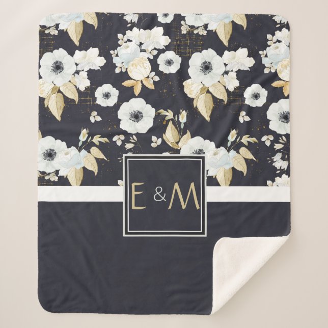 Couverture Sherpa Nouveaux mariés Monogrammé Mariage Décor Cadeaux B (Devant)