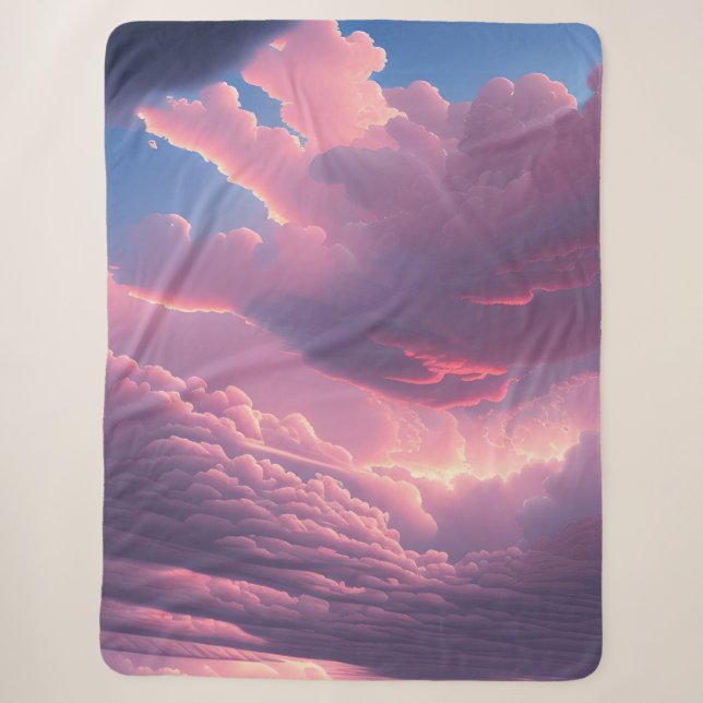 Couverture Sherpa Nuages roses doux (Devant)