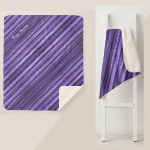 Couverture Sherpa Nuances de mauve diagonale rayures personnalisées