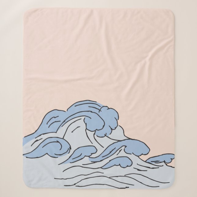 Couverture Sherpa Océan Rose/Bleu Vagues D'Océan Esthétique Avec Pla (Devant)