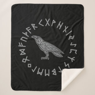 Couverture Sherpa Odin Corbeau Corneille Mythologie Viking runes run