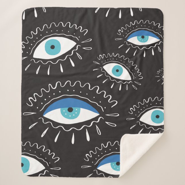 Couverture Sherpa Oeil tribal aztèque indien dessiné à la main avec  (Devant)