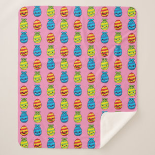 Couverture Sherpa Oeufs de Pâques de Kawaii avec des rubans