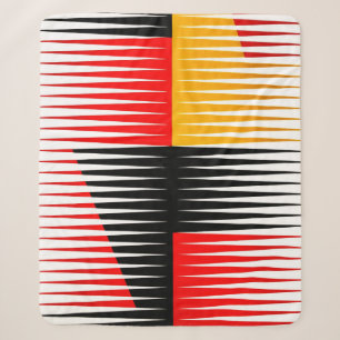 Couverture Sherpa OEuvre rouge, noire et jaune