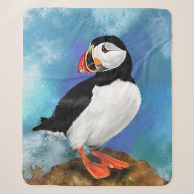 Couverture Sherpa Oiseau de Puffin Atlantique - Beak clown - Peintur (Devant)