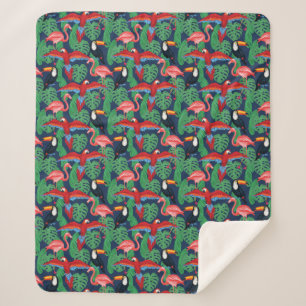 Couverture Sherpa Oiseaux tropicaux dans des couleurs lumineuses