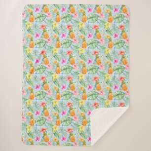 Couverture Sherpa Oiseaux Tropicaux Floral
