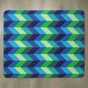Couverture Sherpa Ombré Chevron Bleu Vert Moyen
