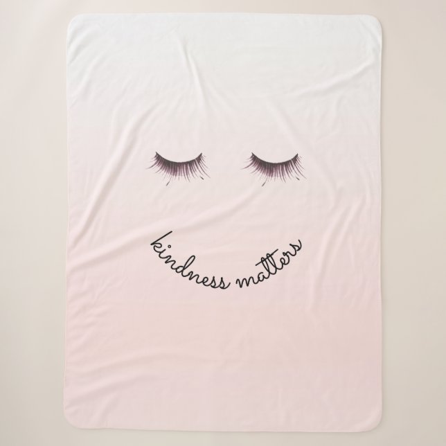 Couverture Sherpa Ombre rose pâle La gentillesse compte les cils (Devant)