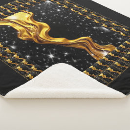 Couverture Sherpa Opulent Galaxy Stream Full Liquid Gold Black Monoc