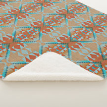 Orange Brown Aqua Turquoise Blue Tribal Art