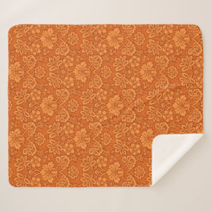 Couverture Sherpa Orange Damask Wallpaper Motif