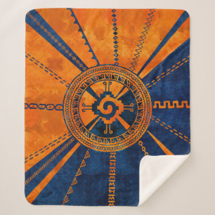 Couverture Sherpa Orange et bleu maya de symbole de Hunab Ku