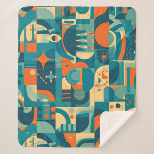 Couverture Sherpa Orange et Géométrique Abstrait Sarcelle