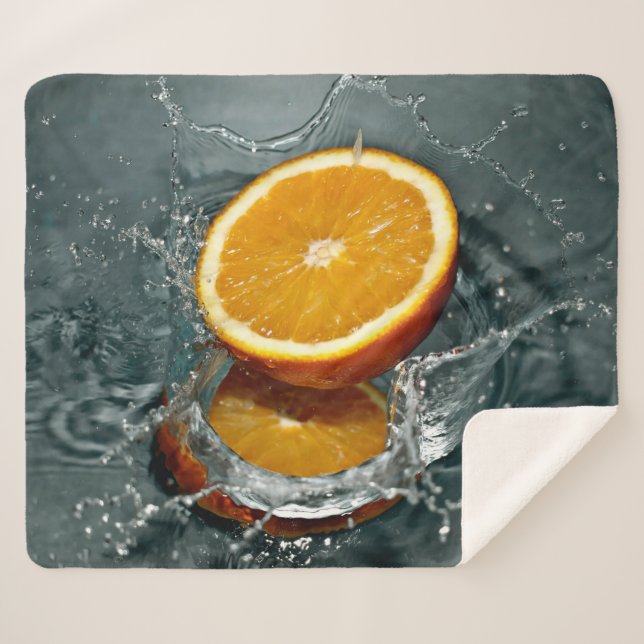 Couverture Sherpa orange juteuse positive pour l'humeur vitaminée (Devant (Horizontal))