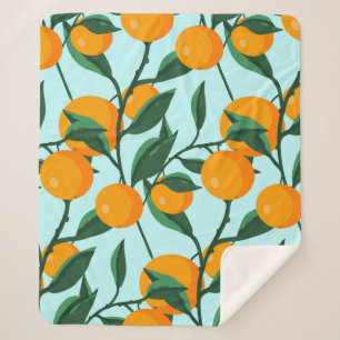 Couverture Sherpa oranges on leaf branches seamless pattern, citrus 