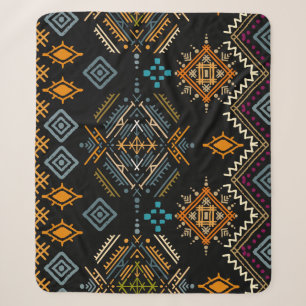 Couverture Sherpa Ornement ethnique Boho Motif sans couture
